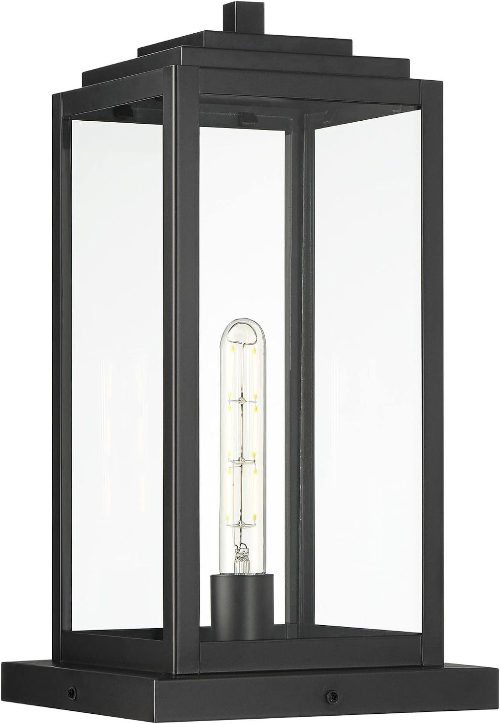 John Timberland Titan Modern Outdoor Pier Mount Light Matte Black 17' Clear Glass Shade for Post Exterior Barn Deck House Porch Yard Patio Outside Garage Front Door