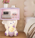Decorative Bedside Table with Moon Lamp, Cute Nightstand with USB Charging, 3-Colour Adjustable Lighting, Small End Table with Open Storage Shelf(Purple)