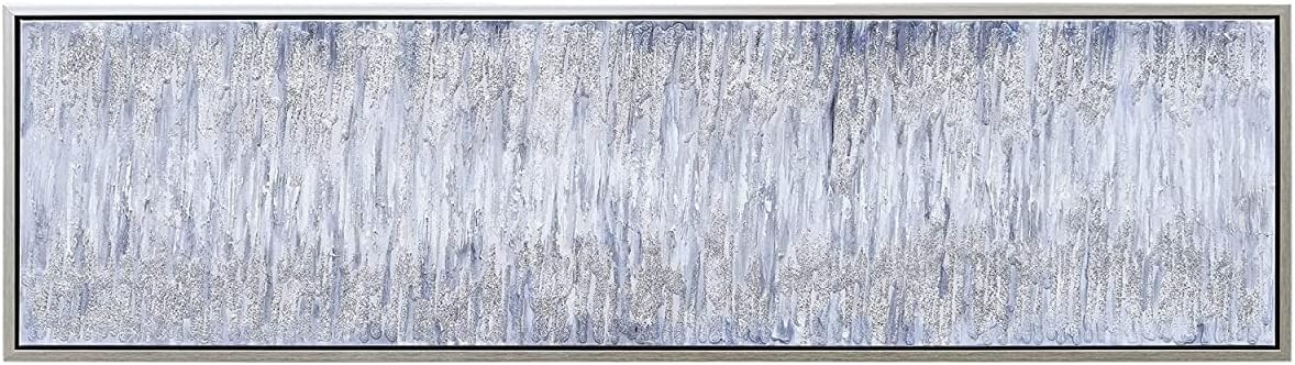 Empire Art Direct Abstract Wall Art Textured Hand Painted Canvas by Martin Edwards, Champagne Silver Frame, 20' x 72', Gray Field