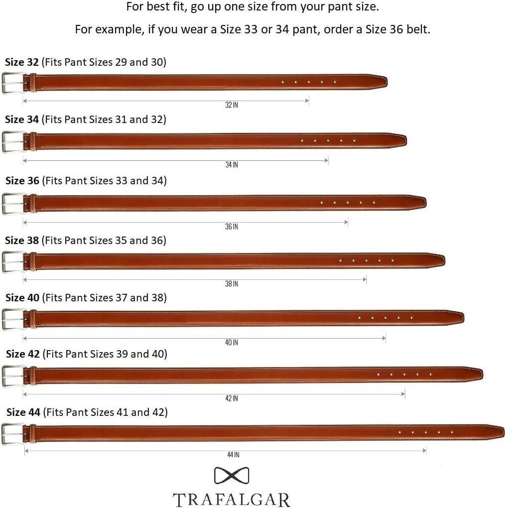 Trafalgar Men's Lorenzo 32mm Dropped Edge Leather Dress Belt