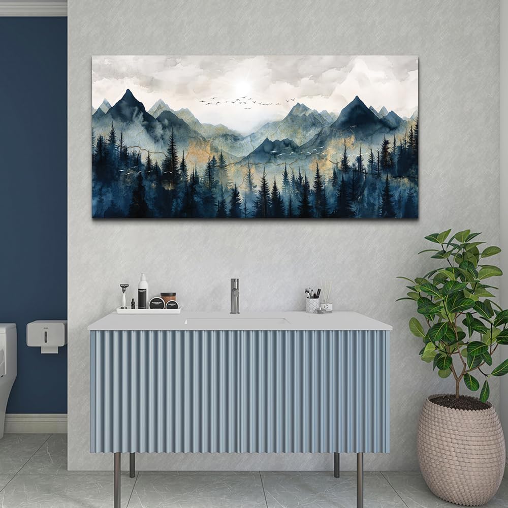ERQINHUA Canvas Wall Decor For Bedroom Large Wall Art For Living Room Modern Office Decorations Abstract Watercolour Painting Mountain Landscape Wall Pictures Printed Artworks Home Decor 30'X60'