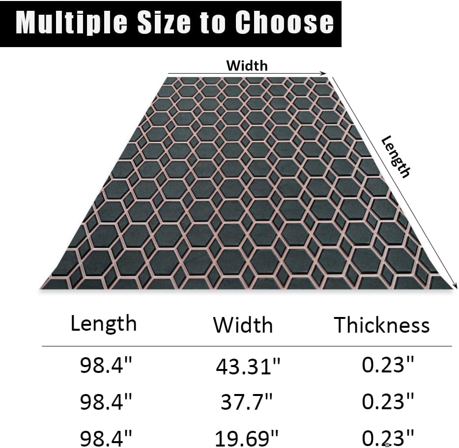 98.4'X43.31' Diamonds and Hexagons EVA Self-Adhesive Boat Flooring and Decorative Fish for Yacht Pool Boat Flooring Sheet Thick Non-Skid mat (Black and Dark Brown, 98.43'X38.58')