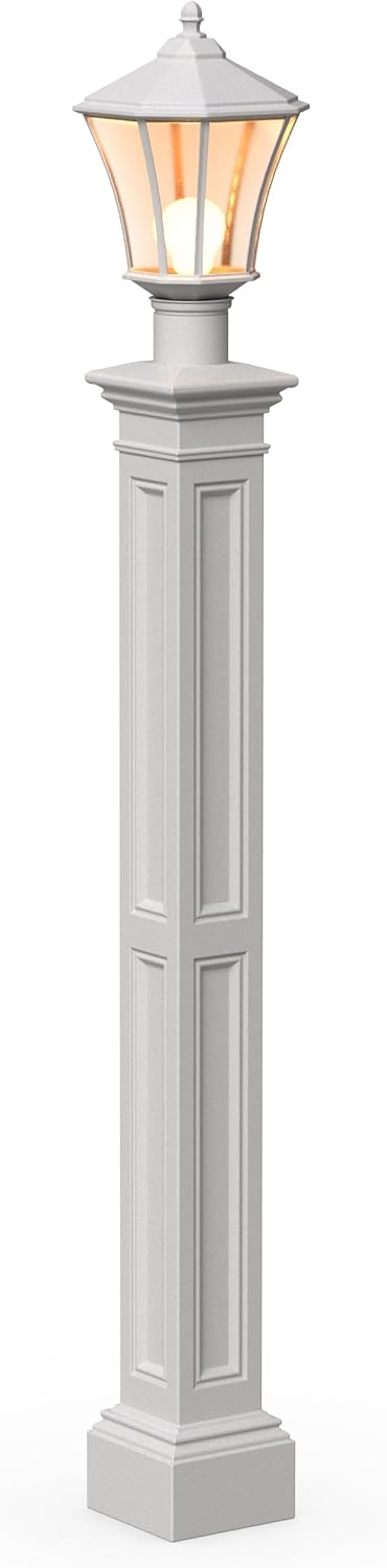 Mayne Liberty Heavy Duty Outdoor Lamp Post with Mount - Easy Install for Porch & Patio Lights, Weather & Fade Resistant, Shock Resistant, Long Lasting Outdoor Lighting Fixtures, White