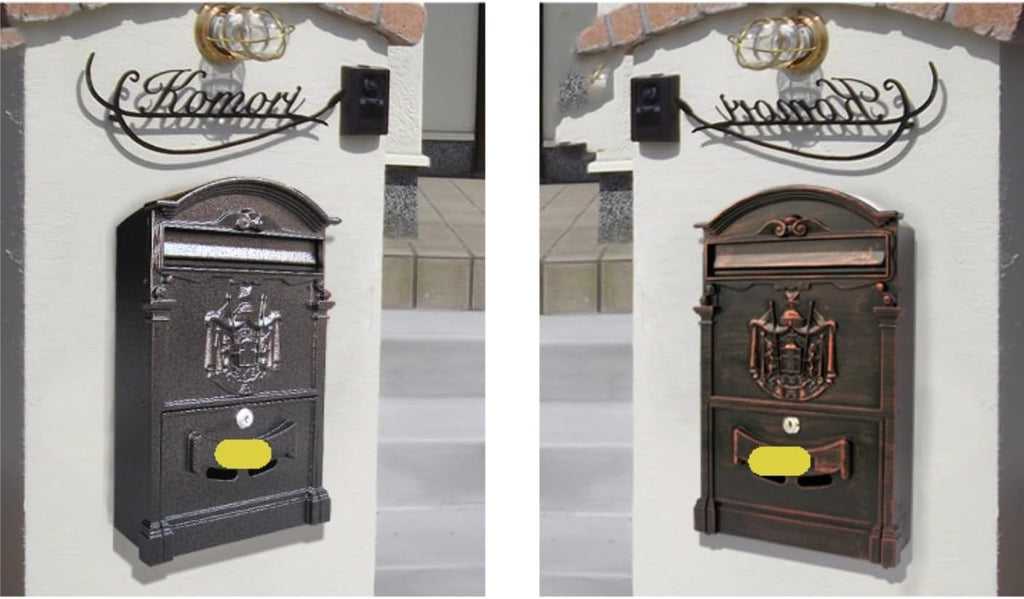 Outdoor Parcel Drop Box Modern Delivery Letterbox Mailboxes Lockable Secure Mail Letter Post Box Vintage Metal Mail Box Garden Wall-Mounted Mailbox Letter Post Mail ?Outdoor (White 46cm)