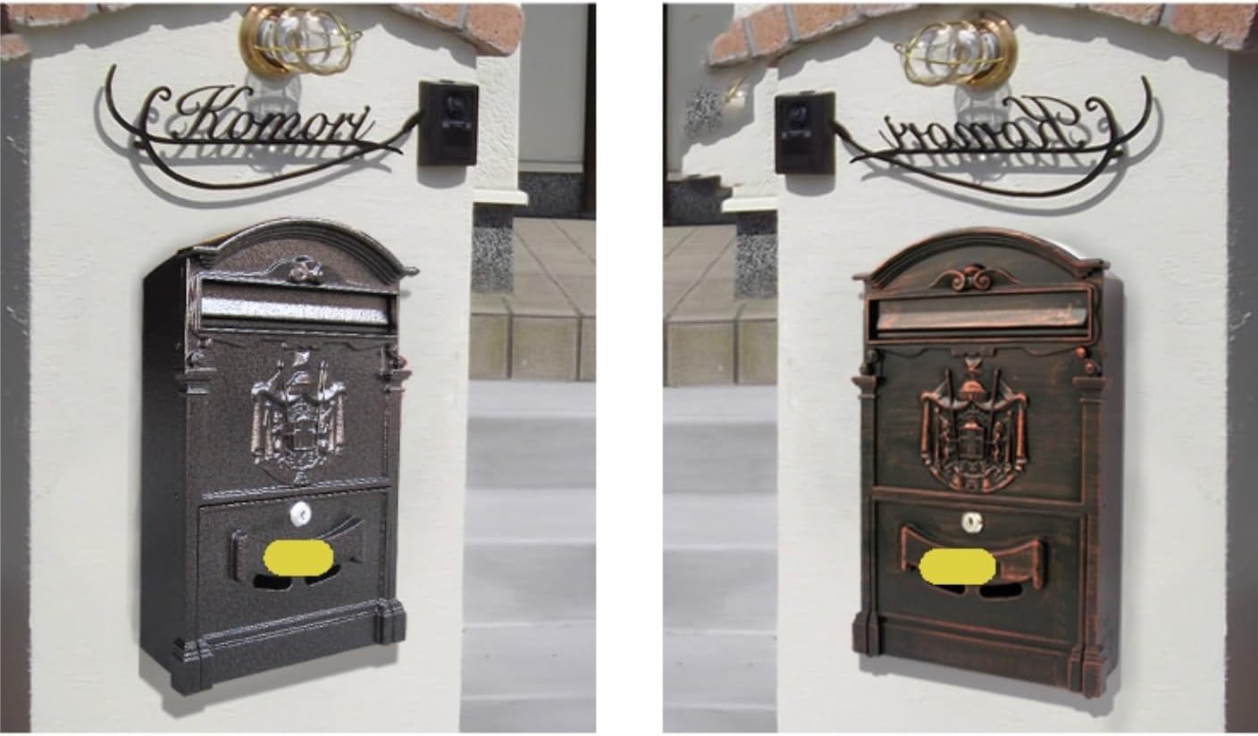 Outdoor Parcel Drop Box Modern Delivery Letterbox Mailboxes Lockable Secure Mail Letter Post Box Vintage Metal Mail Box Garden Wall-Mounted Mailbox Letter Post Mail ?Outdoor (White 46cm)