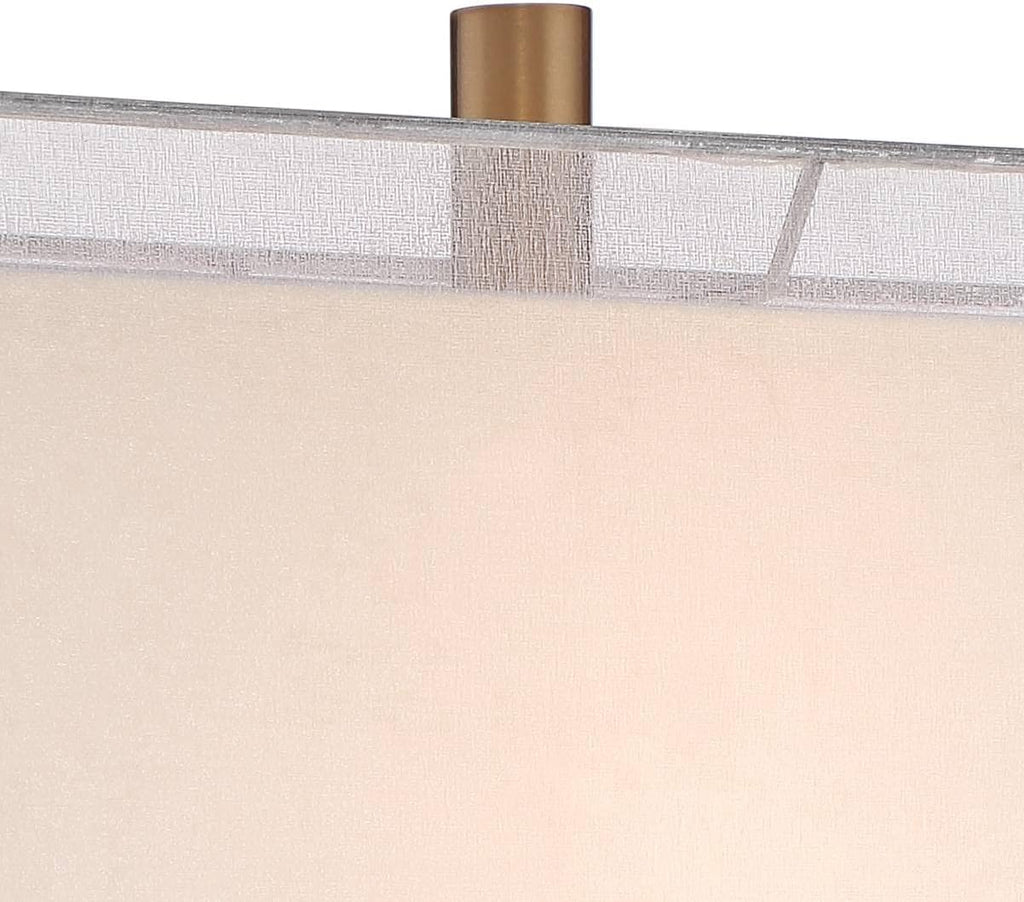 Vienna Full Spectrum Darcia Modern Luxury Table Lamp 29' Tall Clear Crystal Glass Column Sheer Outer White Linen Rectangular Shade for Bedroom Living Room House Home Bedside Nightstand Office Family