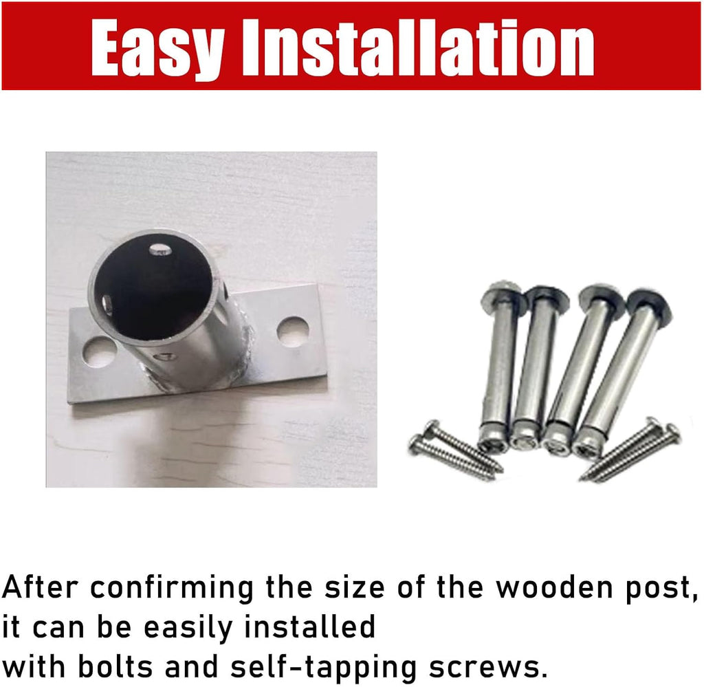 LZMZMQ 2 Inch Round Post Base Brackets, Post Stainless Steel Flange Anchor Base with Screws, Post Sleeve Bracket for Holding and Protecting Fence Mailbox Handrail Round Posts(4pcs H 80mm/3.1in)