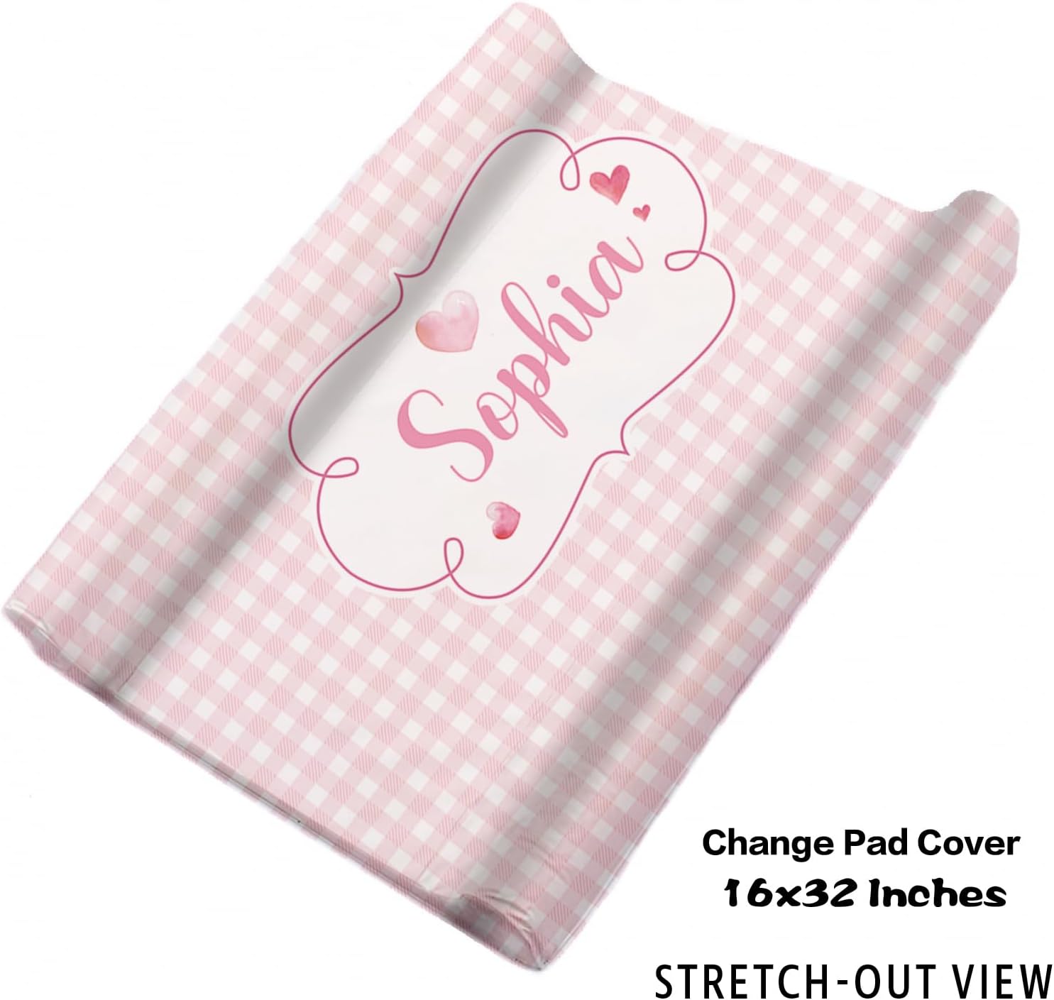 Personalized Nursery Crib Bedding Set: Custom Name Pink Checkered 5 Piece Baby Crib Sets with Cute Elephant Pattern - Toddler Double Layer Blanket Set, Comfortable Crib Bed Sheets for Baby Grils