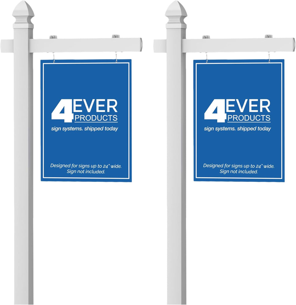 4Ever Products Vinyl PVC Real Estate Sign Post - White - 6' Tall Post - 2 Pack