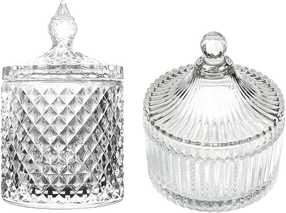 Fruit Basket 2Pcs Crystal Glass Candy Cup Creative Living Room Candy Jar Dried Fruit Plate Sugar Bowl Fruit Bowl with Lid Fruit Cup Snack Box Fruit Bowl/Fruit Bowls Jars
