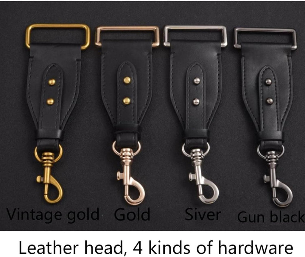 Canvas Shoulder Bag Strap Vintage Rivet Crossbody Width Shoulder Straps Leather Bag Part Accessories Apply to Saddle Bag (Color : Style 4 Size : Siver) (Style 4 Gun black)