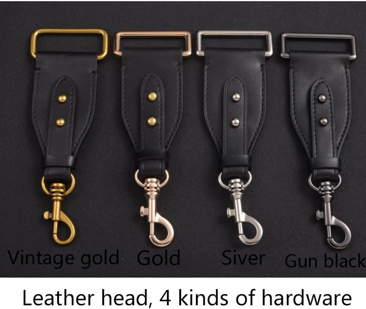 Canvas Shoulder Bag Strap Vintage Rivet Crossbody Width Shoulder Straps Leather Bag Part Accessories Apply to Saddle Bag (Color : Style 4 Size : Siver) (Style 2 Gun black)