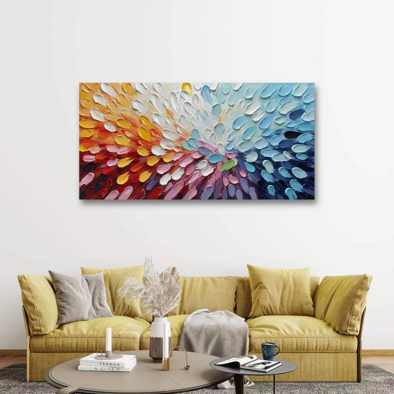 V-inspire Art, Modern Abstract Oil Painting on Canvas, 30x60 inches, Wall Art for Living Room, Bedroom, Kitchen, Home Decor