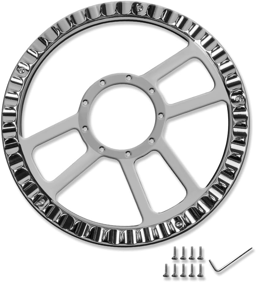 Chrome 14' Billet Aluminum 9 Holes Steering Wheel Split Tri Spoke Style with Black Leather Half Wrap & Smooth Horn Button