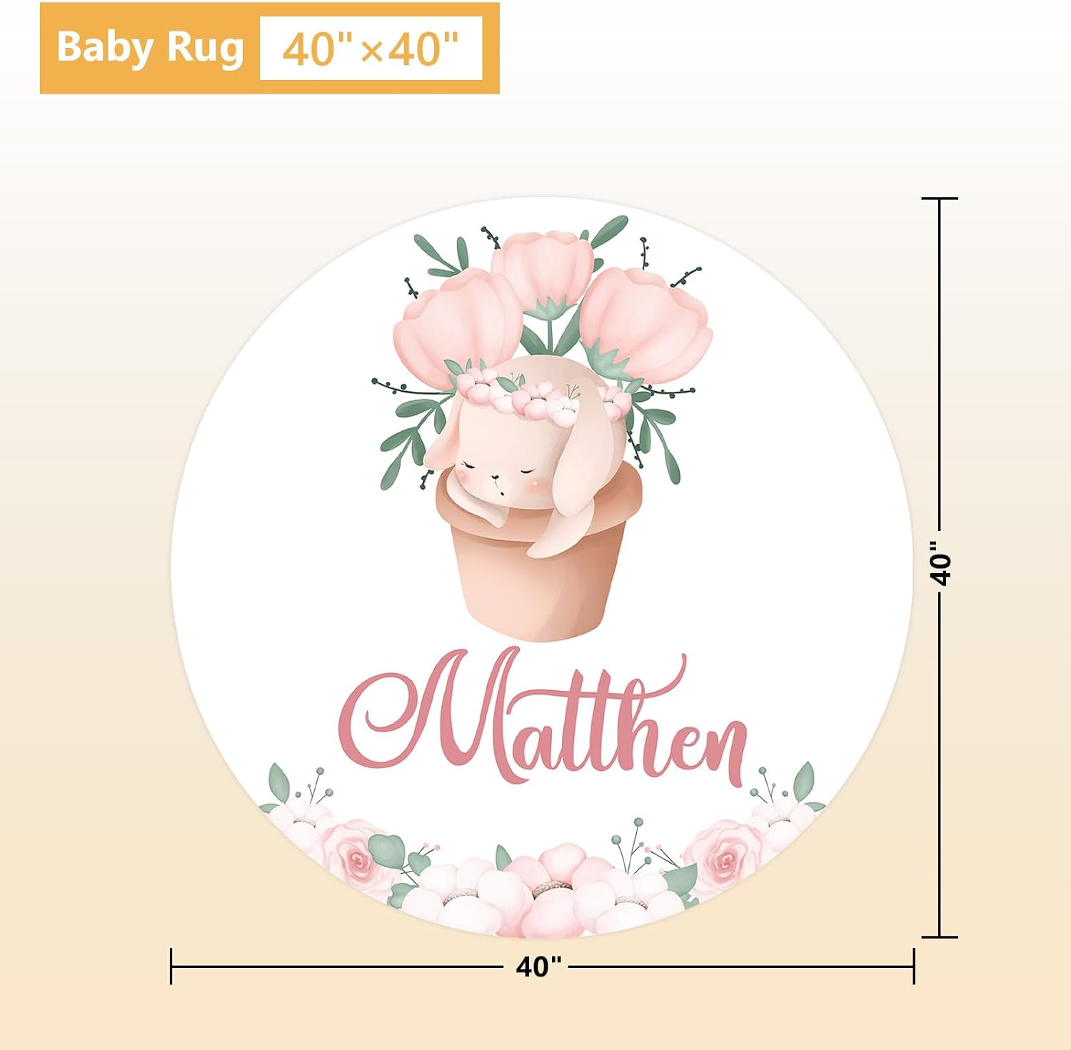 Terwex Custom Baby Crib Bedding Set - 5 Pcs Personalized Name Baby Crib Set with Double Layer Blanket - Soft Tulip Bunny Nursery Bedding Set for Girls Boys - Customized Gifts for Infants Toddlers