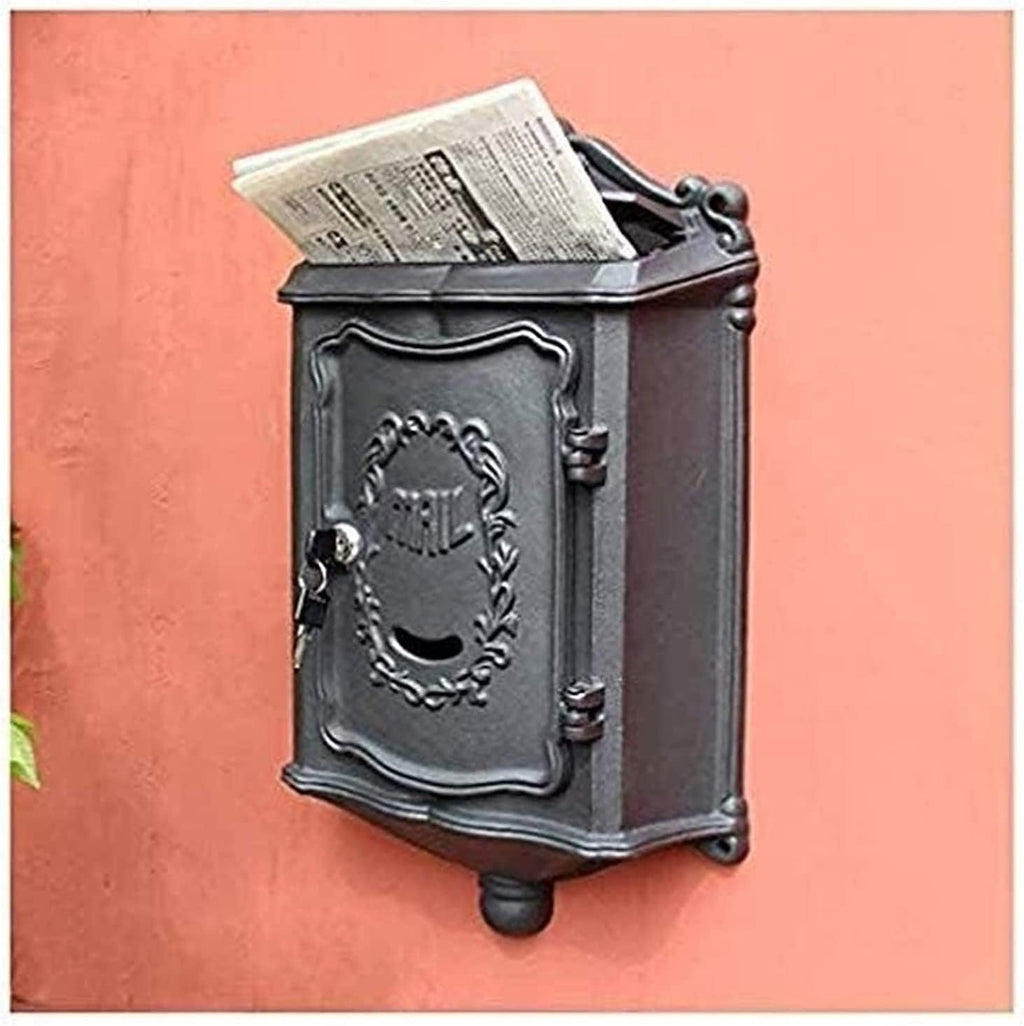 Suggestion Box Donation and Ballot Box Outside Aluminum Wall Mount Post Box European Style Mailbox Secure Mailbox Letterbox Outdoor Retro Vintage Mailboxes Mail Drop & Collection Boxes ( Color : A )