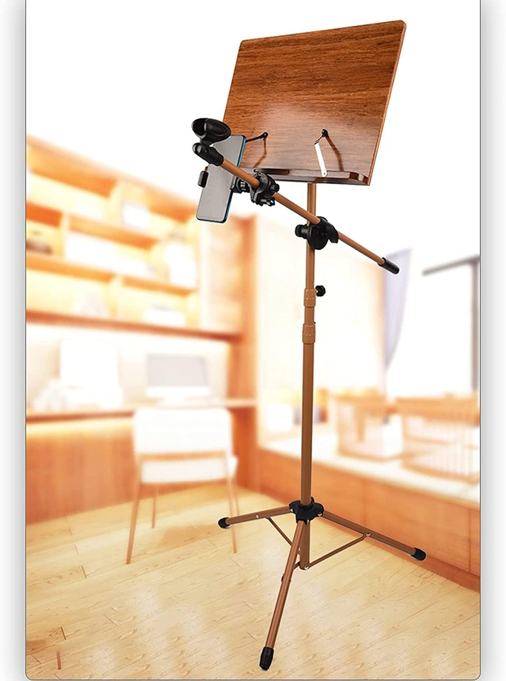 Music Stands Adjustable Height Music Holder Heavy Wooden Sheet Music Stands Violin Guitar Ukulele Sheet Music Book Holder，A