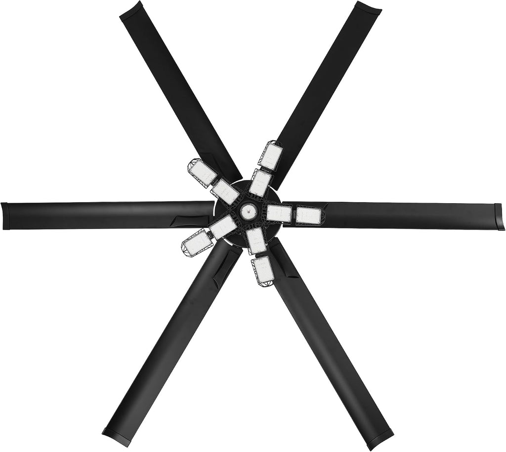 84 Inch Ceiling Fans with Lights and Remote, Industrial High CFM Ceiling Fans for Living Room Shop Garage, 6609LM Super Bright LED, 6 Aluminum Blades, Reversible Quiet DC Motor, Matte Black