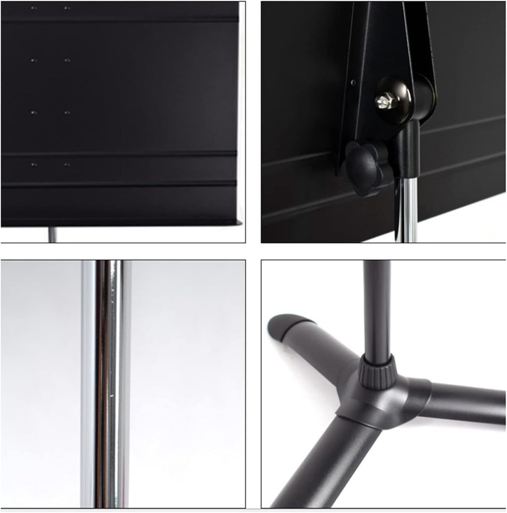 Extra Tall Sheet Music Stand, Lightweight Black Aluminum, Floor Standing Sturdy Compact Drum Viola Books Holder Support, Adjustable Height
