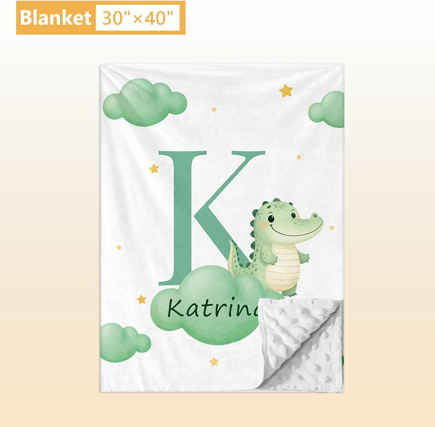 Terwex Custom Baby Bedding Set, 5 Pcs Personalized Baby Crib Sets with Name, Toddler Bedding Set for Baby Girls Boys, Green Crocodile Double Layer Nursery Bedding Set, Customized Gifts for Infants