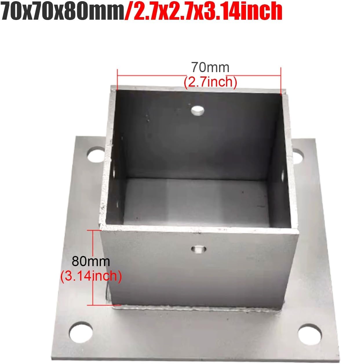 2 Pack 70x70mm Square Column Base Plate - Wood Fence Post Anchor with Installation Kit, Metal Bolt Down Bracket for Concrete, Deck, Pergola & Mailbox