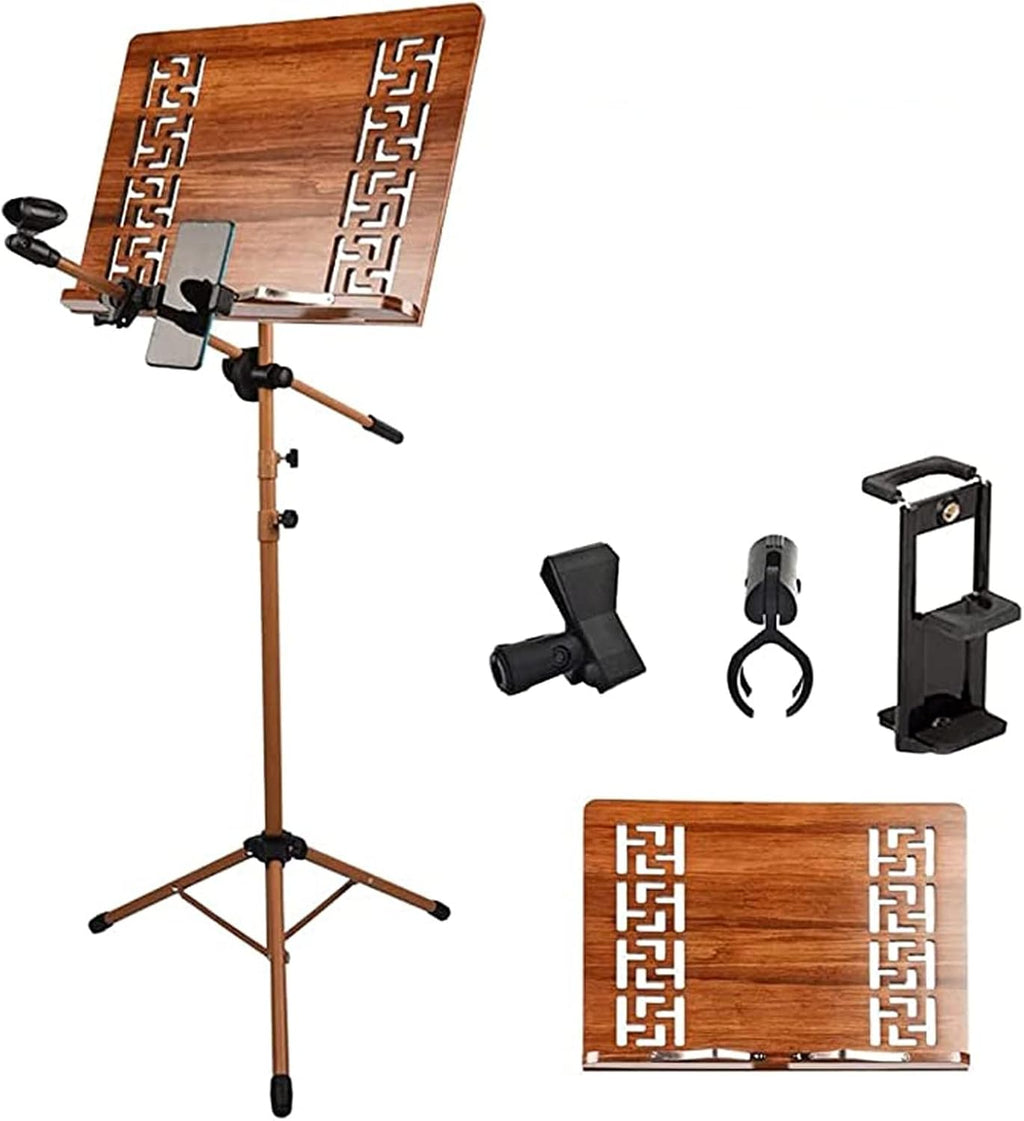 Solid Wood Guzheng Music Stand, Music Stand, Tripod Support Feet Provide Greater Stability, Can Be Used Sitting Or Standing, Sheet Music Stand with Violin Hanger (Wood 17cm*45cm*75cm)
