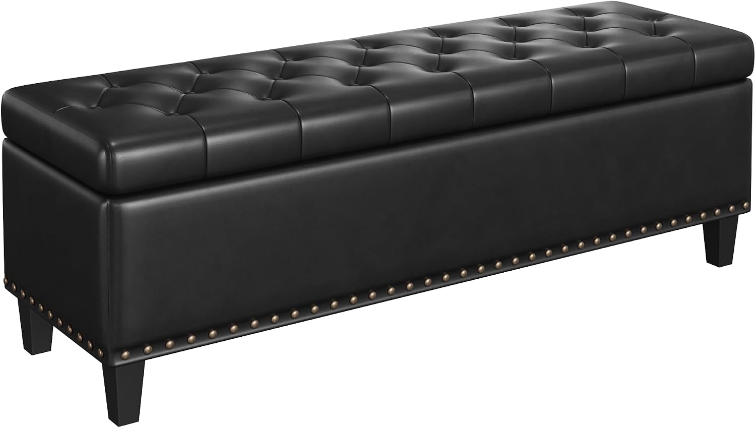 FiveWillowise Storage Ottoman Bench,51-Inch Large Storage Bench for Bedroom End of Bed, 30 Gallons Faux Leather Ottoman with Storage for Bedroom, Living Room, Entryway, Black