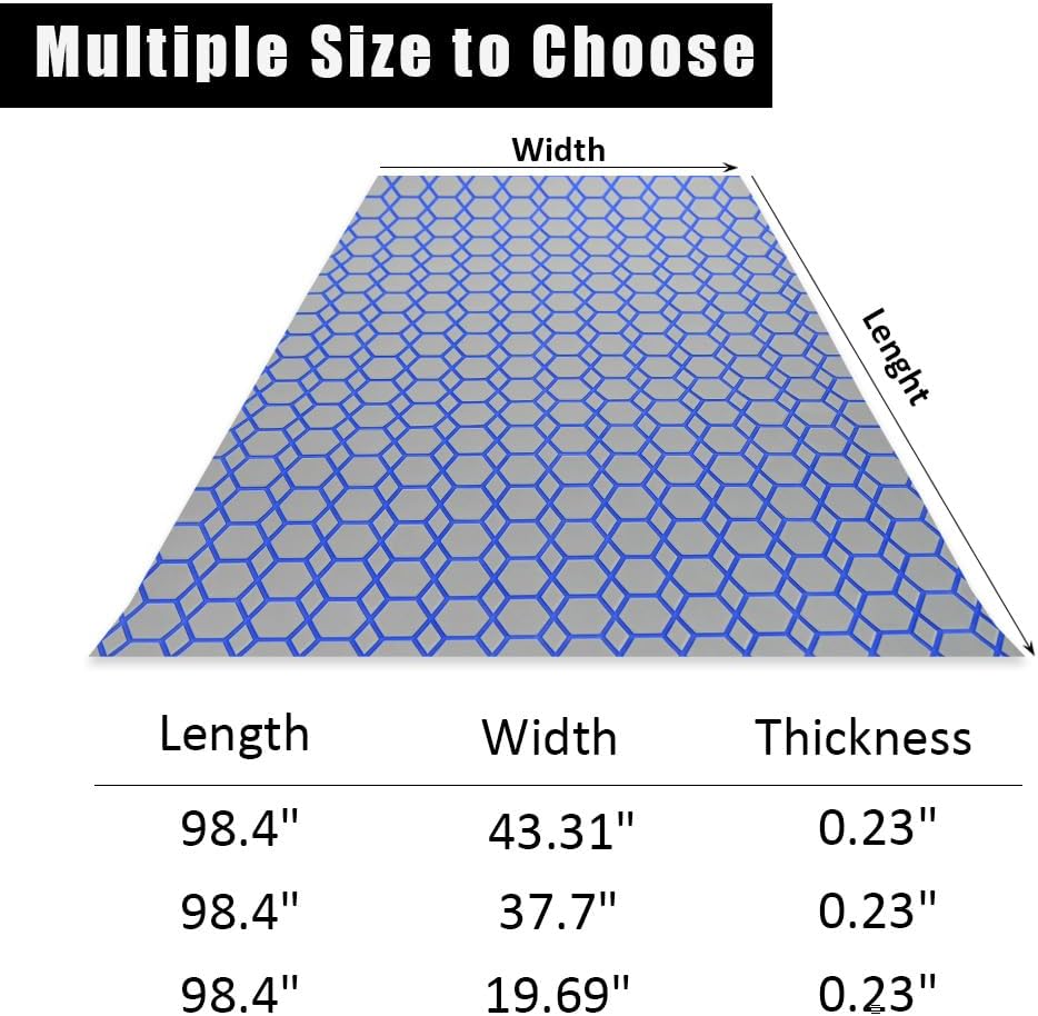 94.5'X37.7' Diamonds and Hexagons EVA Self-Adhesive Boat Flooring and Decorative Fish for Yacht Pool Boat Flooring Sheet Thick Non-Skid mat (Light Grey and Blue, 98.43'X38.58')
