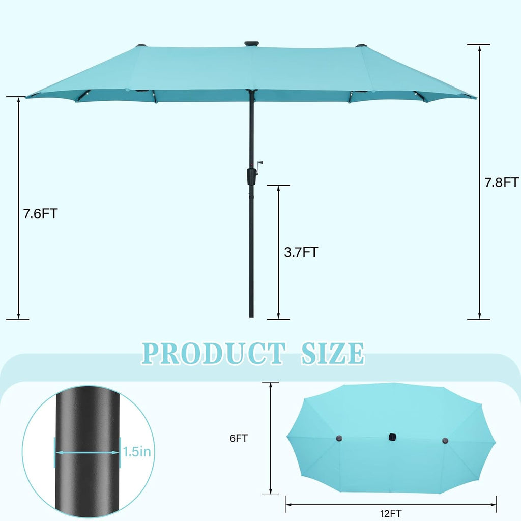 GDY 13FT Rectangular Patio Umbrella Ultimate Sun Protection & Easy Crank for Deck, Garden, Pool, Beach