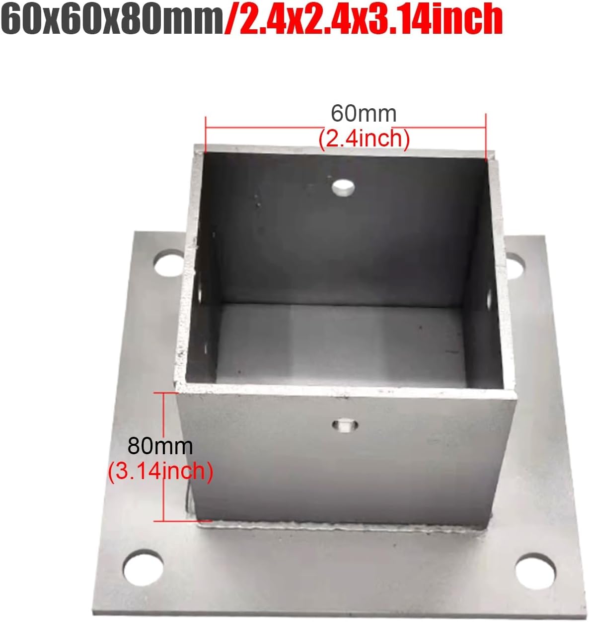 2 Pack Wood Fence Post Anchor Base, Square Column Base Plate with Installation Kit, Metal Bolt Down Bracket for Concrete/Deck/Pergola/Mailbox (60x60mm, 2.4x2.4in)