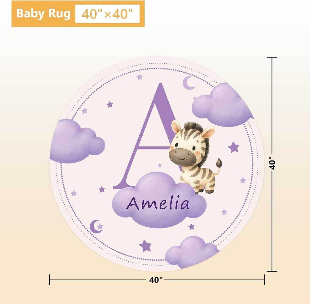 Terwex Personalized Baby Crib Bedding Set, 5 Pcs Custom Name Nursery Bedding Set, Purple Zebra Baby Bedding Set for Boys Girls, Double Layer Crib Sets, Customized Gifts for Infant Toddler New Parents
