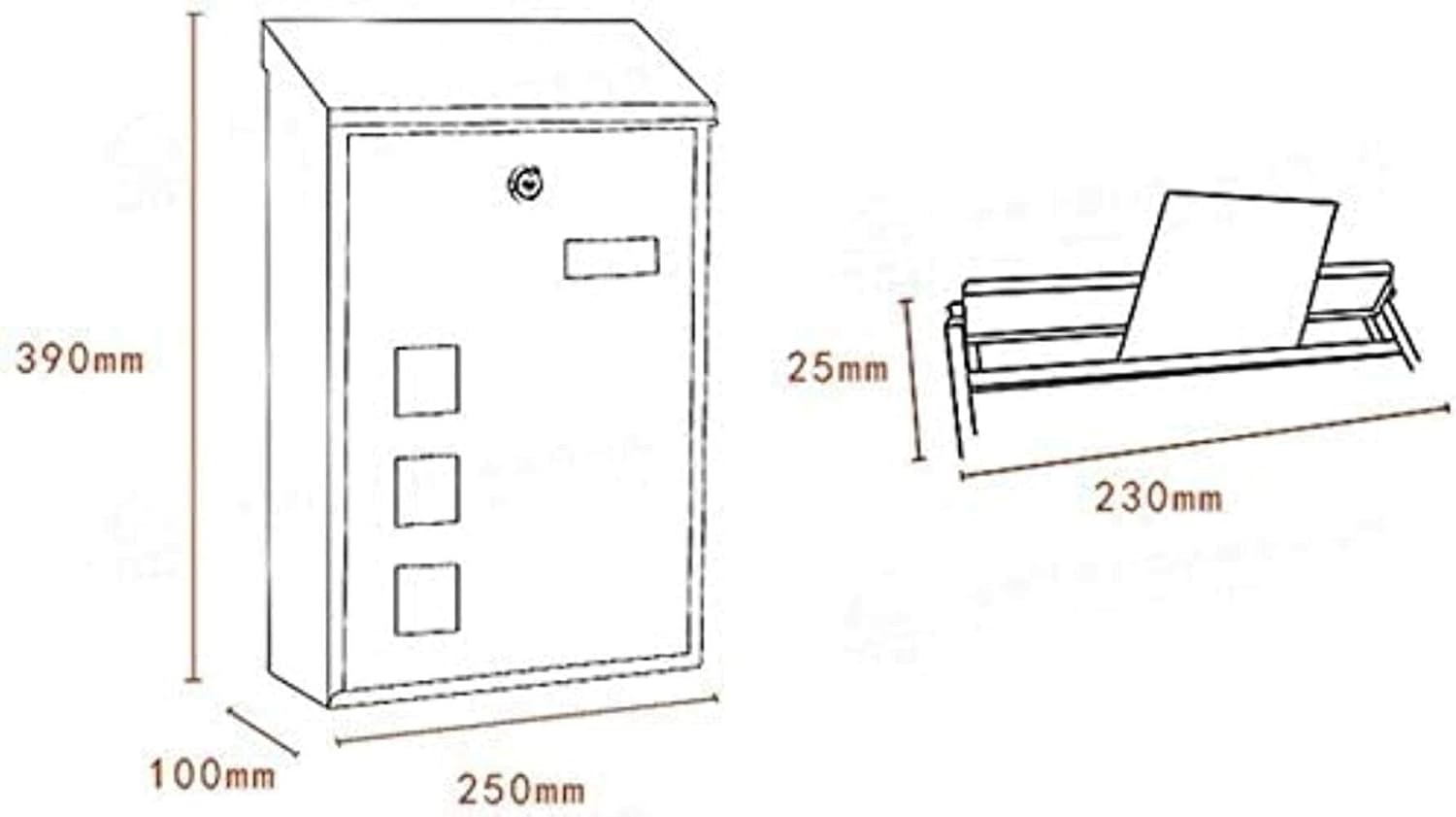 Weatherproof Outside Stainless Steel Postbox, Secure Letterbox Mailboxes Letter Box