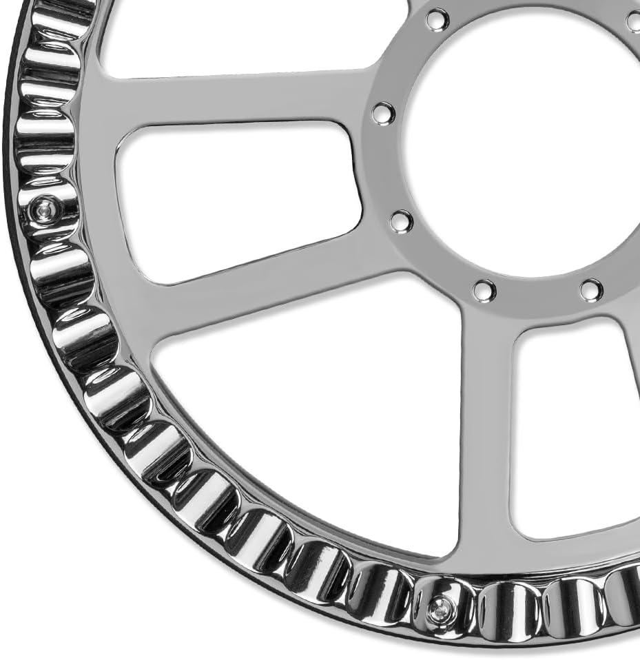 Chrome 14' Billet Aluminum 9 Holes Steering Wheel Split Tri Spoke Style with Black Leather Half Wrap & Smooth Horn Button