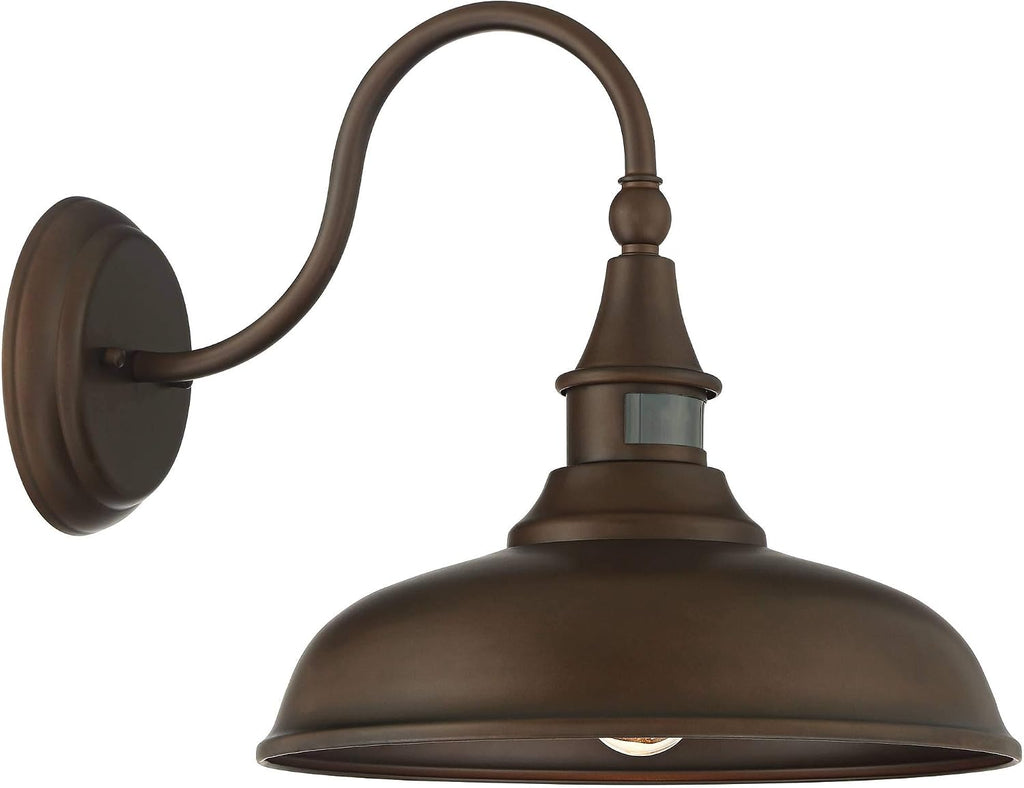 John Timberland Gough Rustic Farmhouse Outdoor Barn Light Fixture Bronze 12 1/2' Dusk to Dawn Motion Sensor for Exterior House Porch Patio Outside Deck Garage Yard Front Door Garden Home