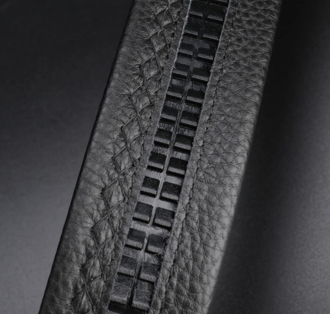 1.38' Luxury Genuine Leather Men's Dress Belt Wolf-Head Buckle Automatic Ratchet Reversible Gift Box