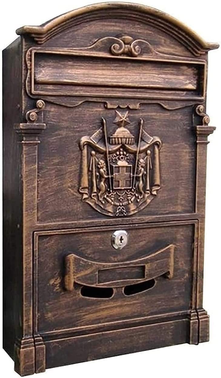 JYDQM Suggestion Box Drop Box Donation Box Vintage European Mailbox Aluminum Mail Box Post Box Secure Letterbox Parcel Box Drop Box (Color : A)