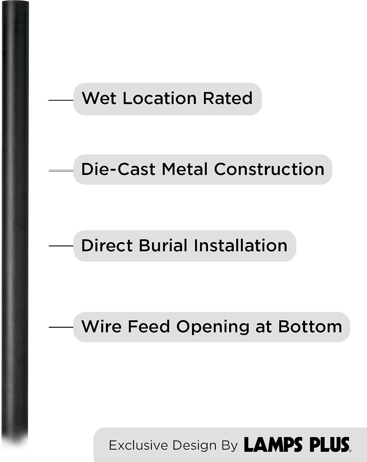 John Timberland Modern Outdoor Direct Burial Post Light Pole Black Die-Cast Metal 84' Accessories for Exterior House Porch Patio Outside Deck Garage Yard Garden Driveway Home Lawn Walkway