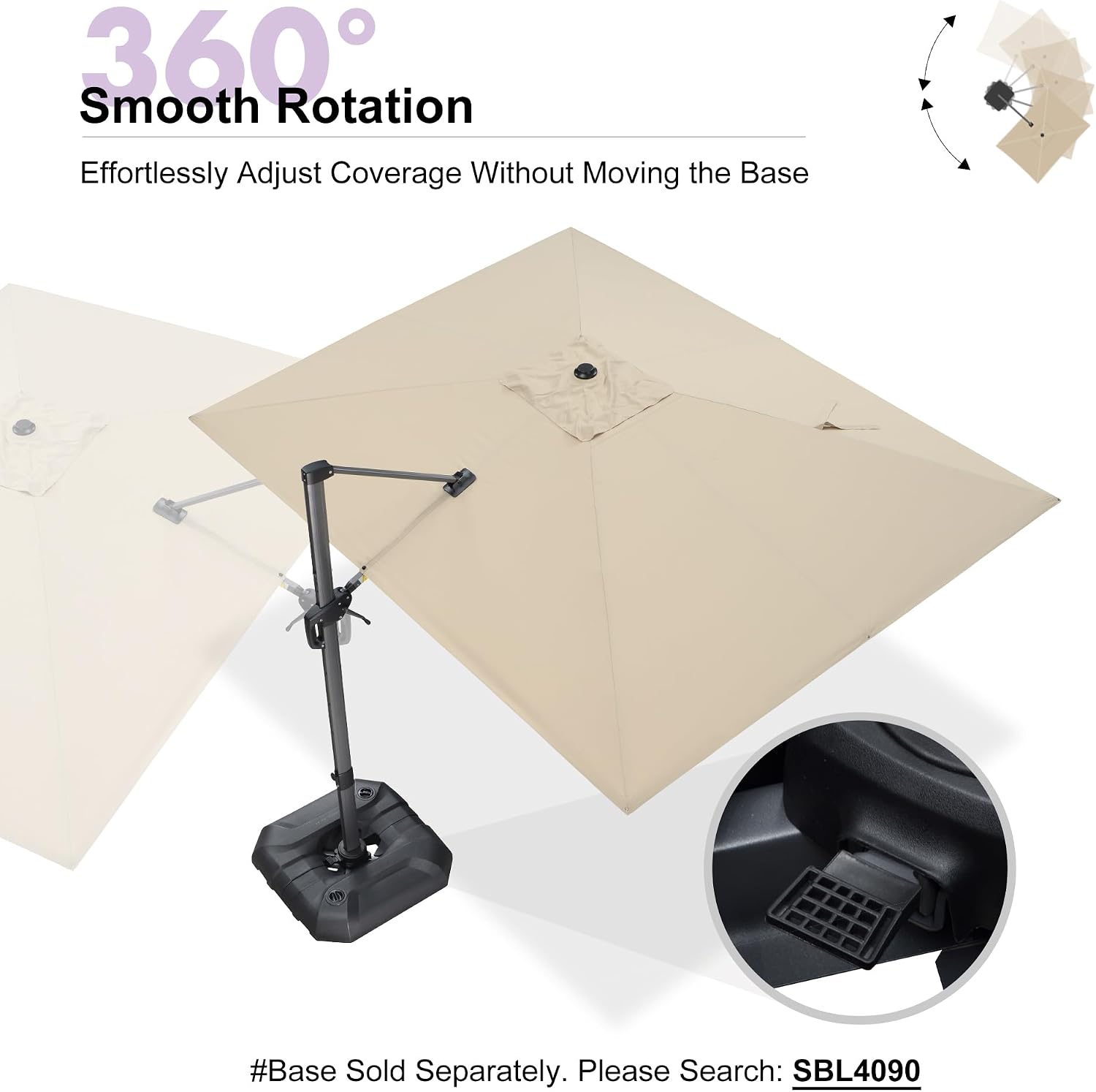 PURPLE LEAF 9' X 11.5' Patio Umbrella Outdoor Cantilever Rectangle Umbrella Aluminum Offset Umbrella with 360-degree Rotation for Garden Deck Pool Patio, Beige