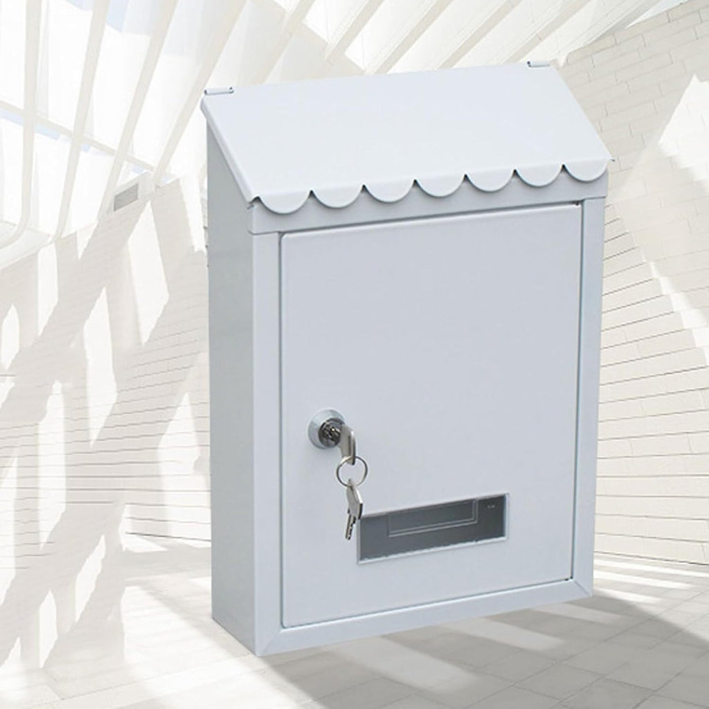 Metal Mailbox Wall Mount Letter Delivery Box Lockable Post Office Box Hanging Curbside Mailbox Water Baffle Storage Letterbox(Green)