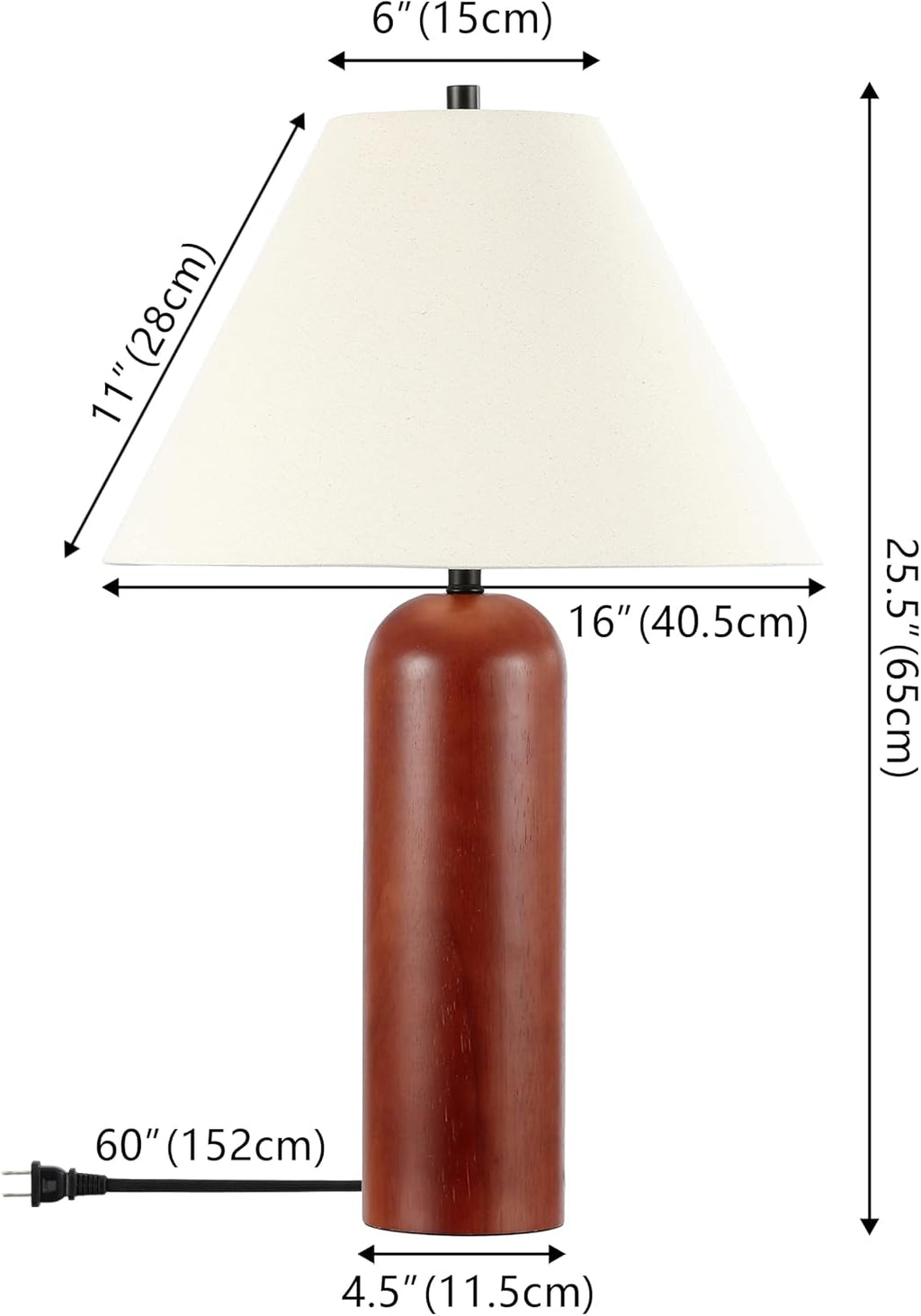 SAFAVIEH Lighting Collection Rennie Walnut 25-inch Table Lamp (LED Bulb Included)