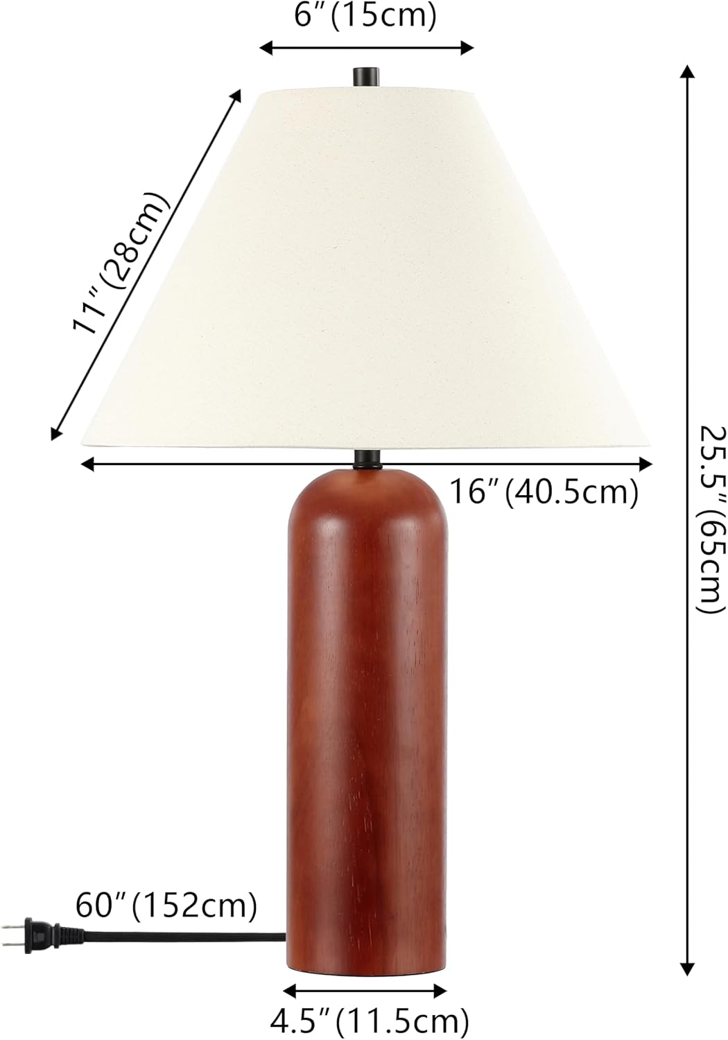 SAFAVIEH Lighting Collection Rennie Walnut 25-inch Table Lamp (LED Bulb Included)