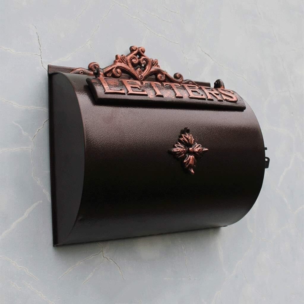 Outdoor Mailbox Retro Vintage European Aluminum Wall Mounted Mail Box Post Box Secure Letterbox Outside Mailboxes with 8pcs Retro Writing Stationery