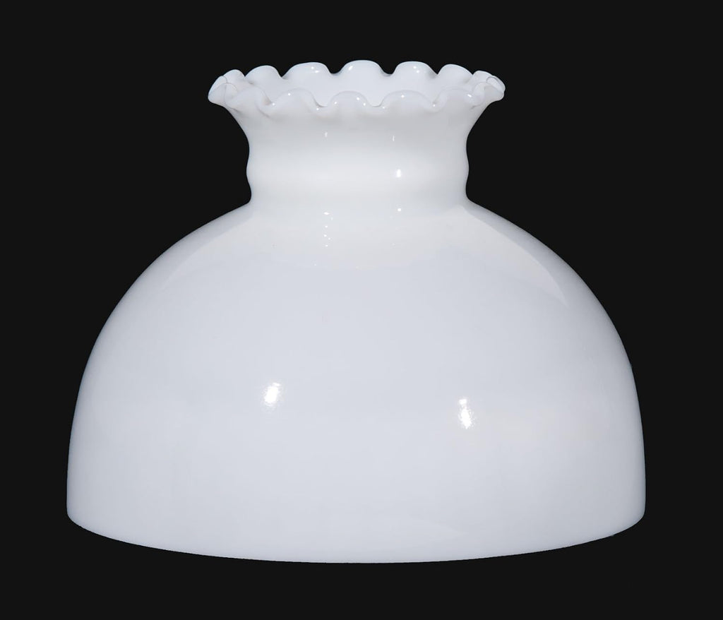 B&P Lamp® 9 7/8' Fitter Opal White Glass Classic Vintage Style Dome Student Lamp Shade With Crimp Top