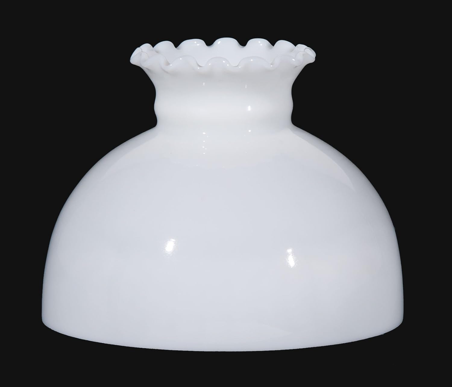 B&P Lamp® 9 7/8' Fitter Opal White Glass Classic Vintage Style Dome Student Lamp Shade With Crimp Top