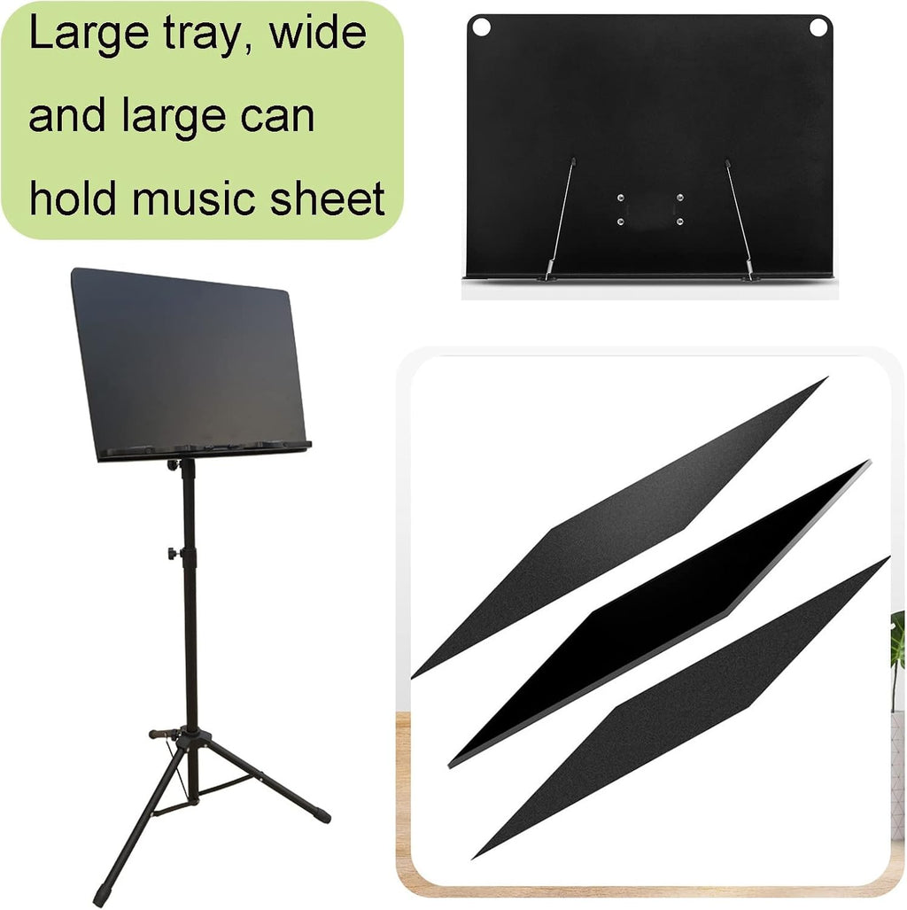 Music Document Stand, Portable Lightweight Music Stand, Music Accessories, Including A Carrying Bag, Adjustable In Angle And Height, Sheet Music Stand With Violin Hanger (Black 11*16*30in)
