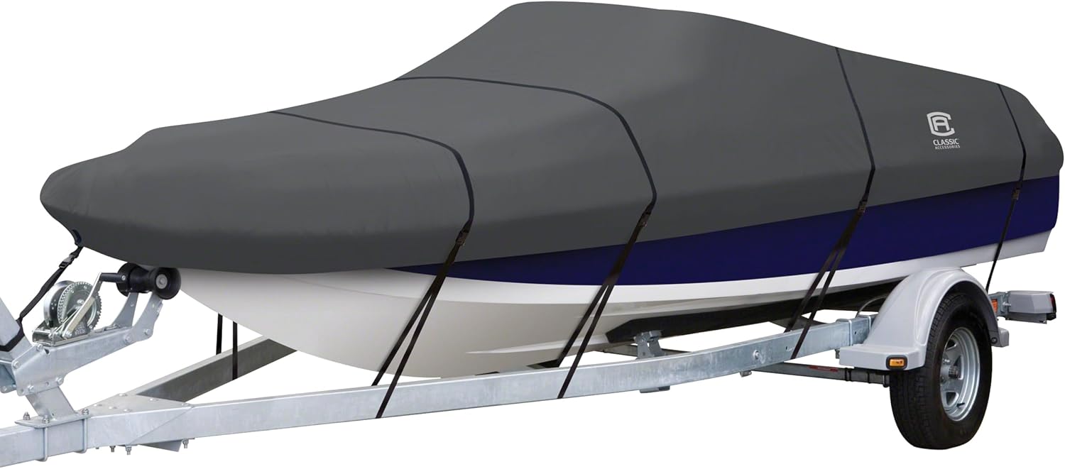 Classic Accessories StormPro Heavy-Duty Deck Boat Cover, Fits Boats 22 ft - 24 ft Long x 116 in Wide