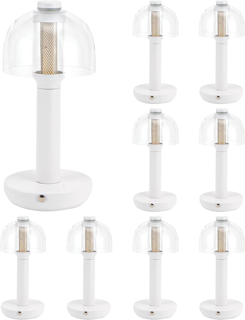 JHY DESIGN 9 Pack Bedside Table Lamp 10' H 3-Color Light Dimmable Nightstand Lamp with Glass Shade Touch Control Table Lamp for Bedroom Living Room Indoors Outdoors（White,Type-C Charging）