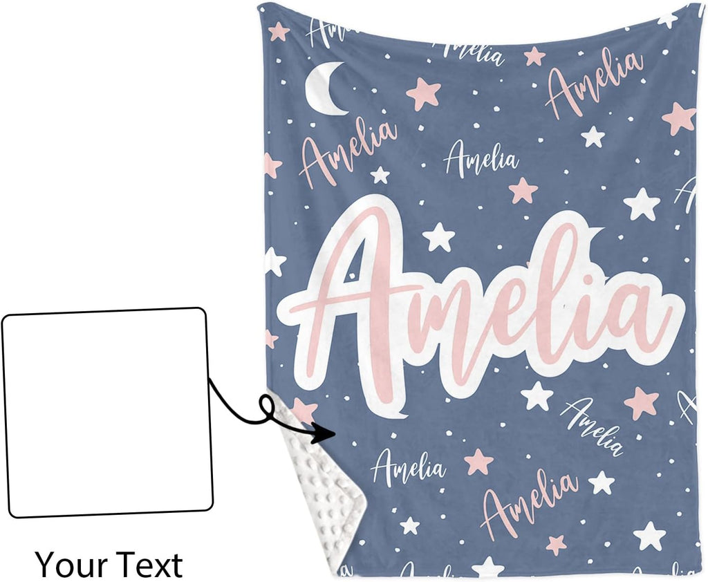 TOOTANN Custom Baby Crib Bedding Set, 5 Pcs Personalized Name Baby Crib Sheets for Kid Toddler Infant, Light Blue Starry Sky and Stars Nursery Bedding Set