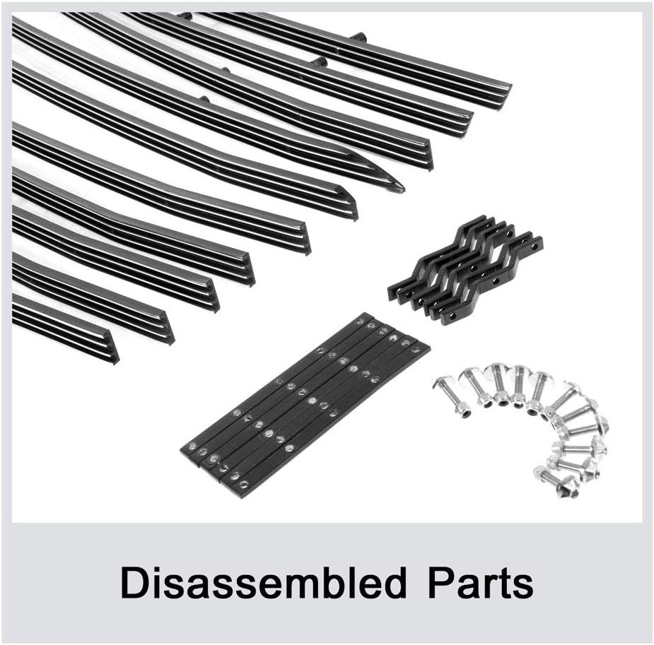 APS Premium Aluminum Black Rivet Studs Wide Billet Grille Grill Insert Compatible with Chevy Silverado 1500 19 20 21 22 RST & LT & LT Trail Boss Main Upper N19-W55656C