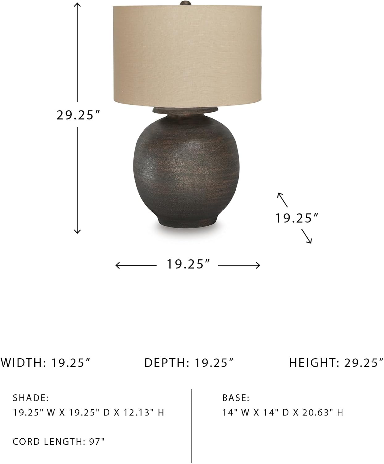 Signature Design by Ashley Carlenbury Retro Metal Table Lamp with 3-Way Switch, Dark Brown
